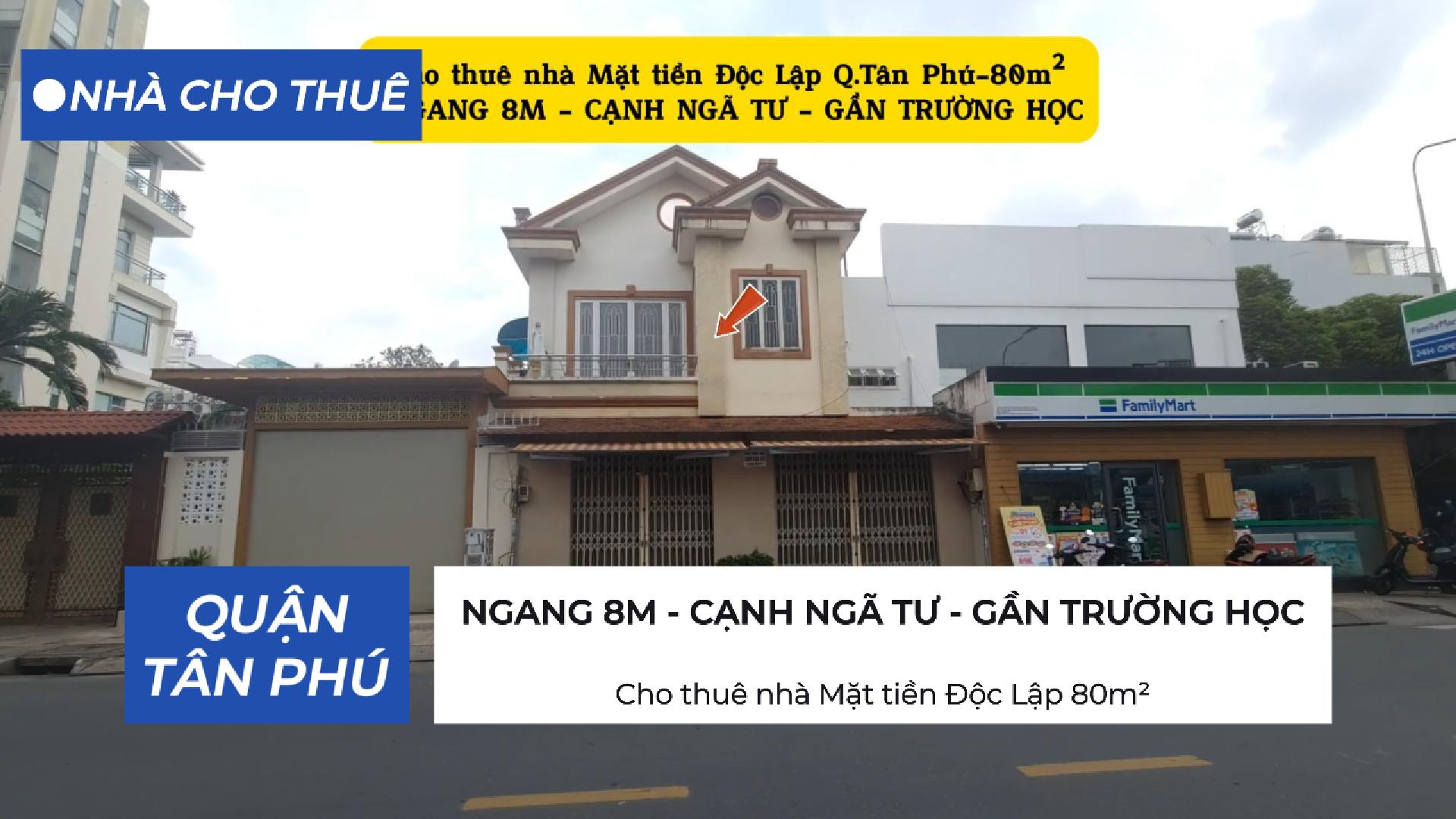Cho thuê nhà Mặt tiền Độc Lập 80m²,1Lầu- NGANG 8M - GẦN TRƯỜNG HỌC - Ảnh chính
